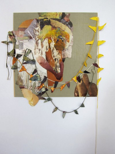 "#10 Never/Forever Series"  16" x 11" Collage, watercolor, string 2012