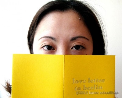 Love letter to berlin Book of prose, handbound, letter pressed cover 4” x 5” book 2009 